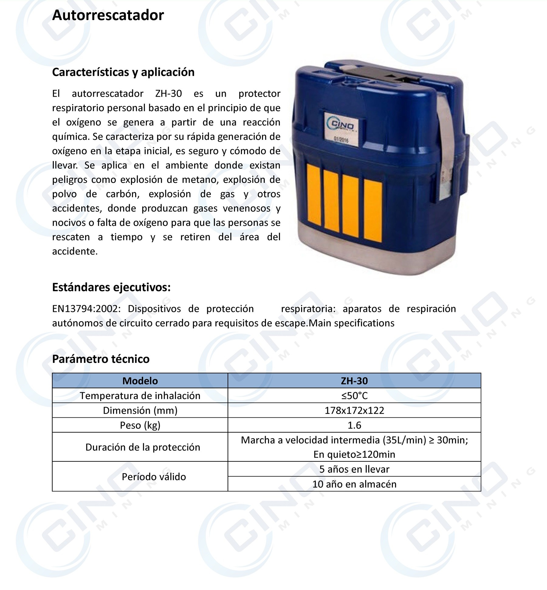 Autorrescatador_minero_ZH30_mineria_Colombia